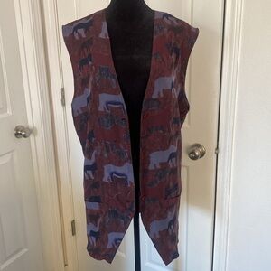 Worlds Apart vintage long silk vest with bear print.